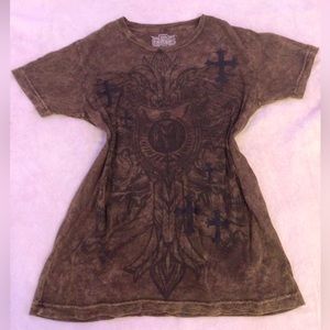thrifted brown y2k cross tee